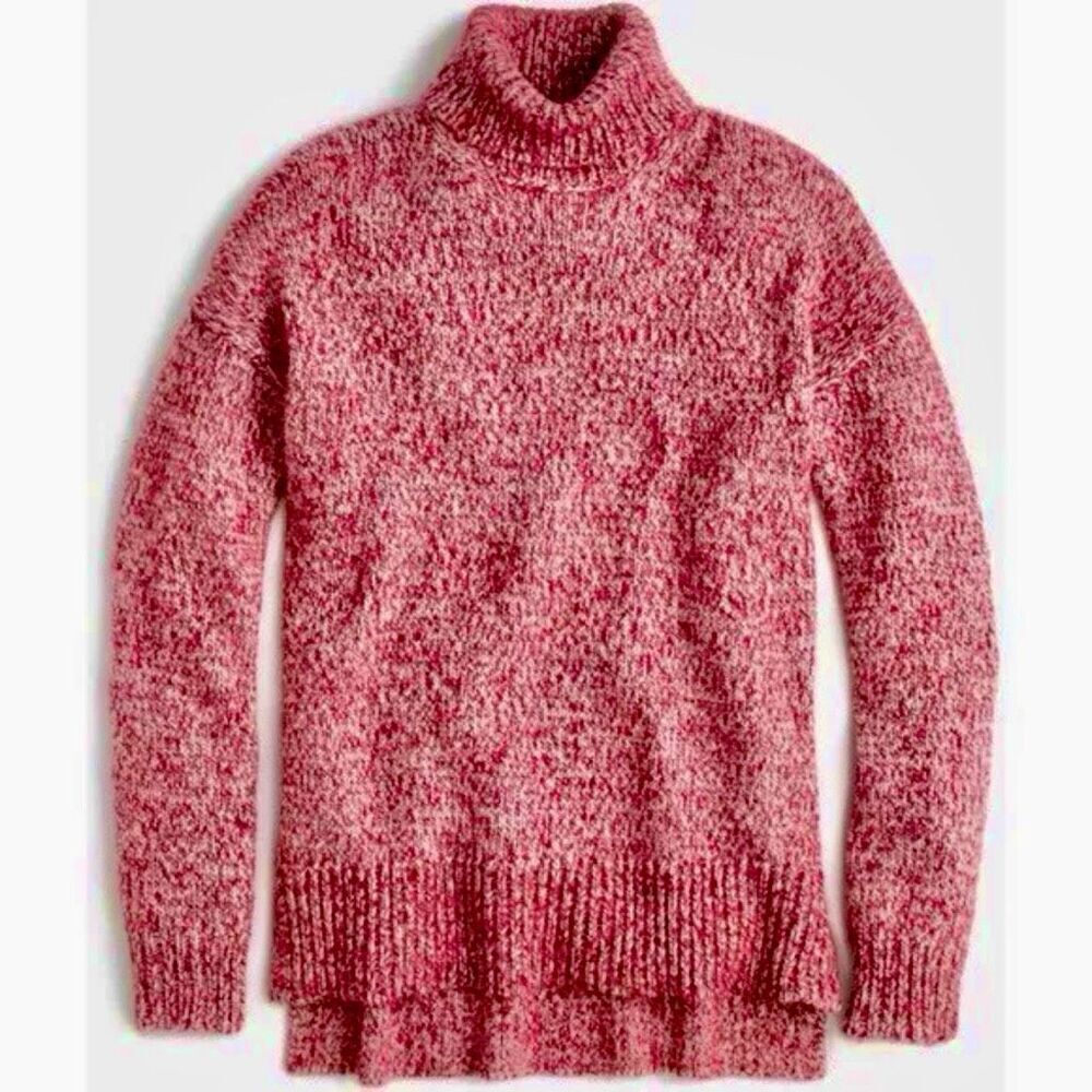 J. Crew Women’s Marled Wool Blend Turtleneck Sweater size Large F8295 Red